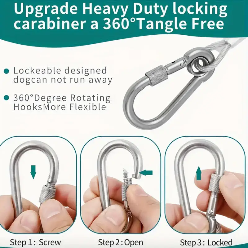 3m-15m Stainless Steel Pet leash Clothesline Portable Windproof Indoor/Outdoor Clothes Drying Camping Supplies Clothes Line