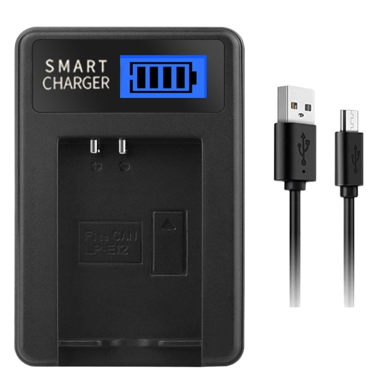 

E12 LCD Display Battery Easy USB Charging for Canon M, SL1, 100D Digital Cameras
