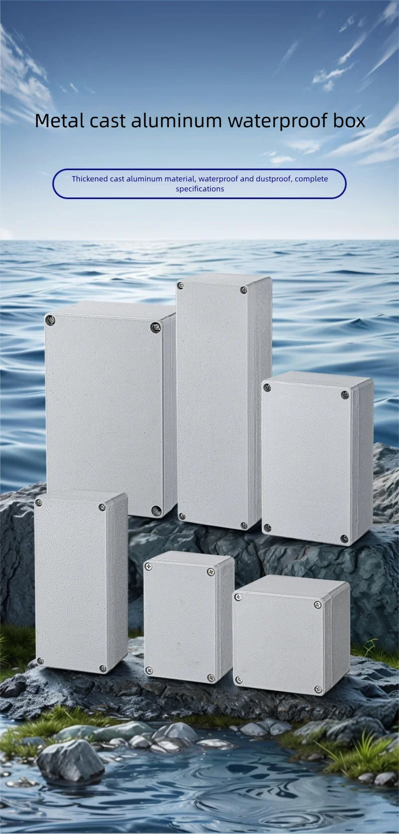 Industrie-Anschlussdose aus IP65-wasserdichtem Aluminiumguss für elektronische Projekte. Explosionsgeschütztes elektrisches Gehäuse für den Außenbereich – Detail 1