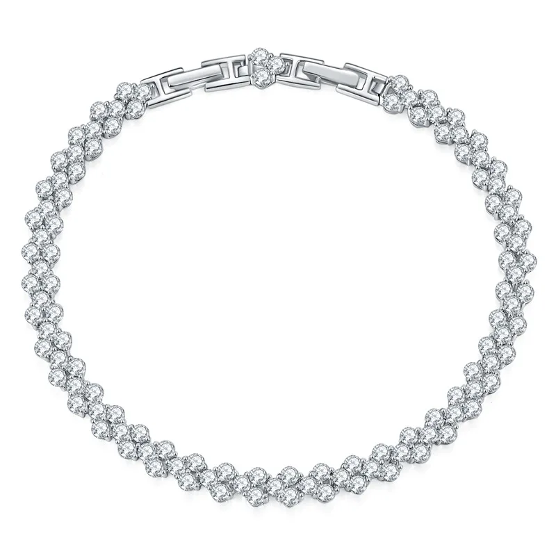 

100% 925 Sterling Silver 2.8mm Moissanite Bracelet For Women Diamond Gemstone Bracelet Sparkling Wedding Fine Jewelry