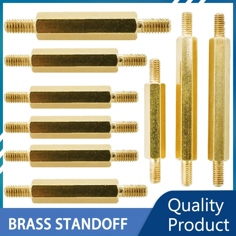 thumbnail image 1 of M3 Copper Threaded Motherboard Standoff Board Stud Bracket Hex Brass PCB Support Pillars screws Bolts Hexagon Spacers Standoffs, 1 of 4