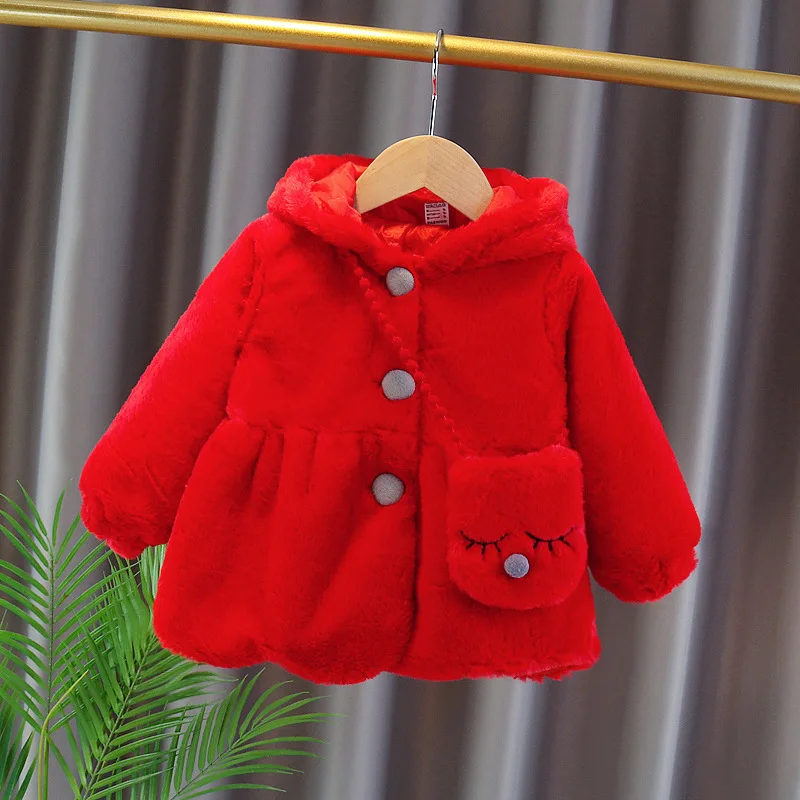 2Pcs/Set Winter New Girl's Little Rabbit Butterfly Knot Sweater Cute Cartoon Coat For Baby Girls Comes With A Little Rabbit Bag