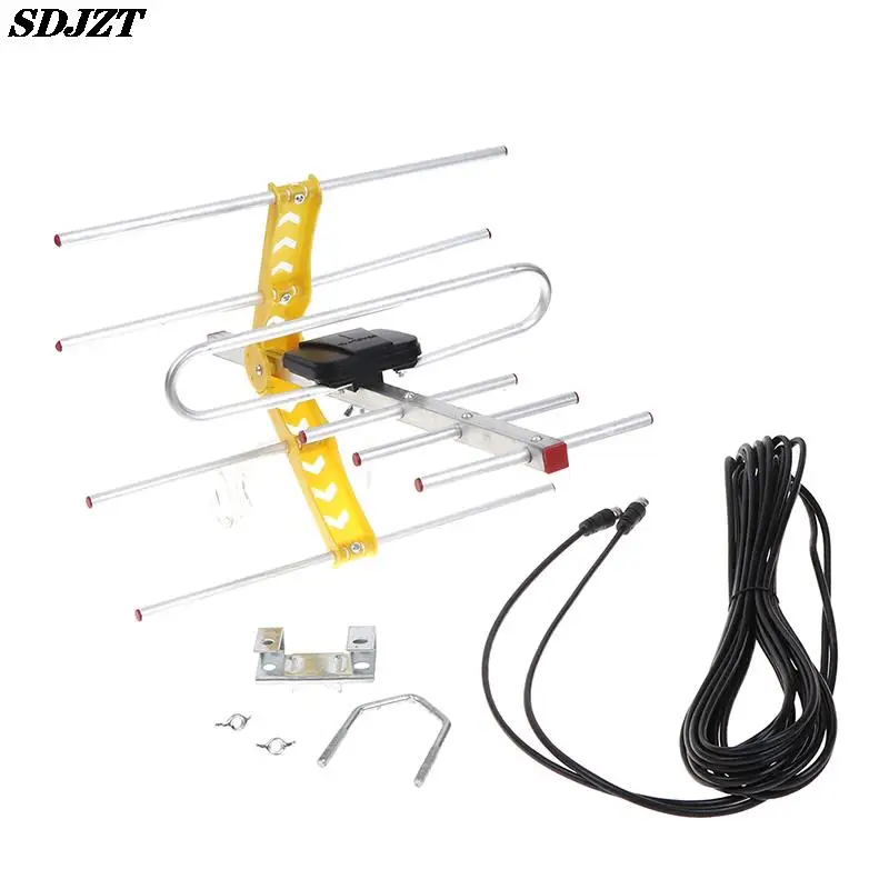 야외 100 마일 증폭 8 야기 안테나, 10dB 장거리 UHF, VHF, FM, 1 개