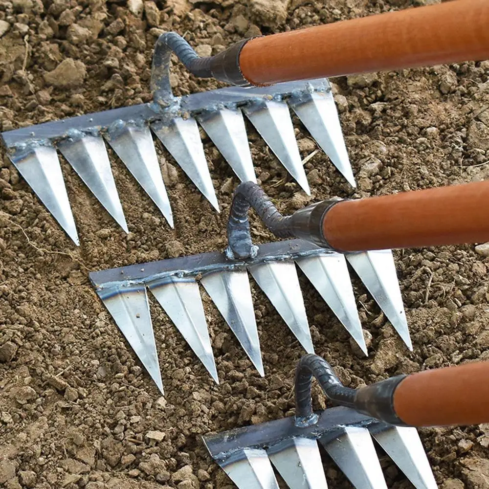 Description Picture 3 of itemMetal Weeding Hoe Rake Stainless Steel Garden Weeders Grass Rooting Loose Soil Hand Weeding Removal Puller Gardening Tools