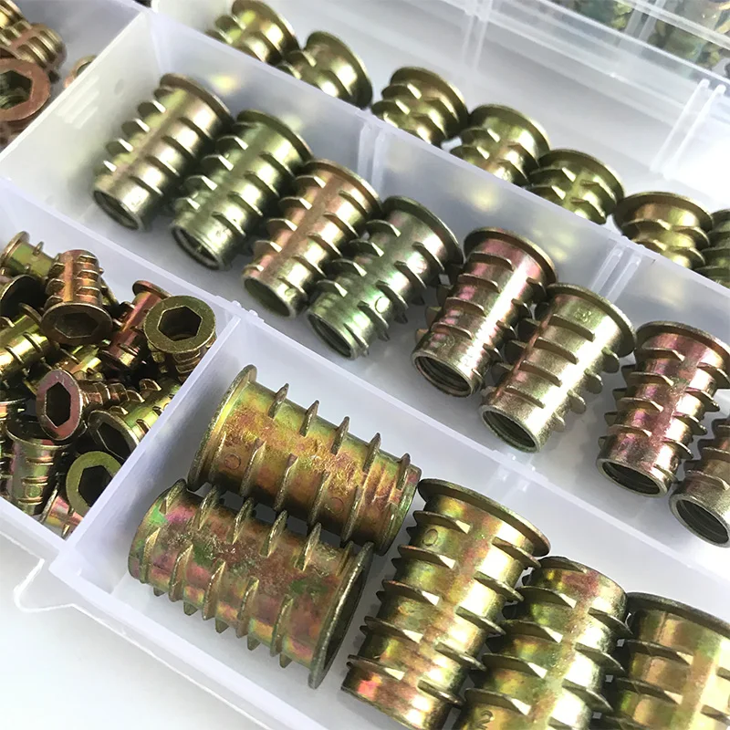 Rosca Insere Porcas Madeira Inserir Variedade Tool Kit Parafuso Parafuso Fixador Porca para Móveis de Madeira 50 Pcs m4 m5 m6 m8 M10