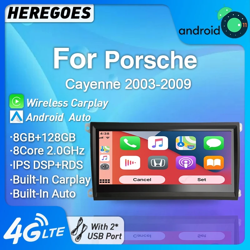 

Автомобильный мультимедийный плеер Carplay, автомагнитола на Android 11 с экраном 8,8 дюйма, DSP, GPS-навигацией для Porsche Cayenne 2002, 2003-20010, 4G, LTE, 8 ГБ + 128 ГБ