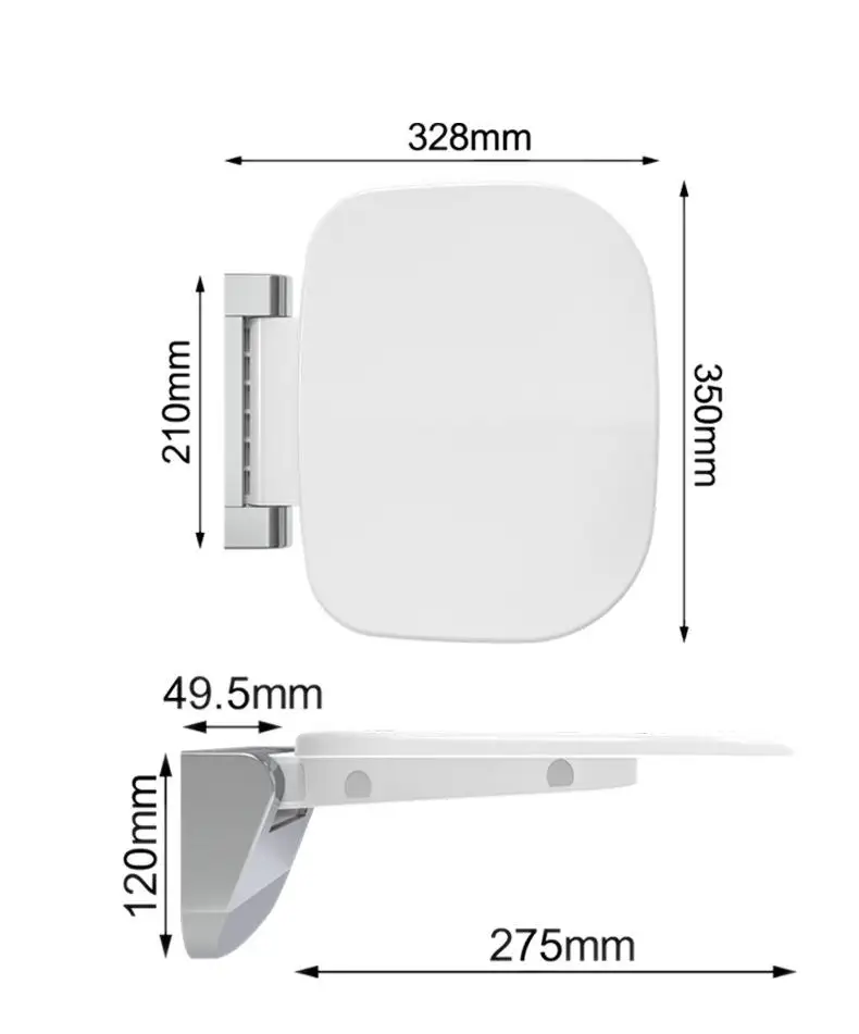 Hot Sells Bathroom White Wall Mounted Folding Shower Seat Uf Urea Wall Mounted Foldable Shower Seat 4
