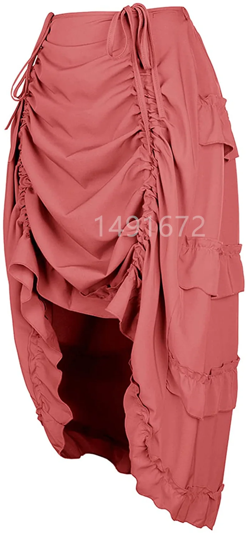 Steampunk Gothic Corset With Skirts Irregular Shirring Pleated Party Maxi Long Skirt High Low Costumes Punk Sexy Women Plus Size