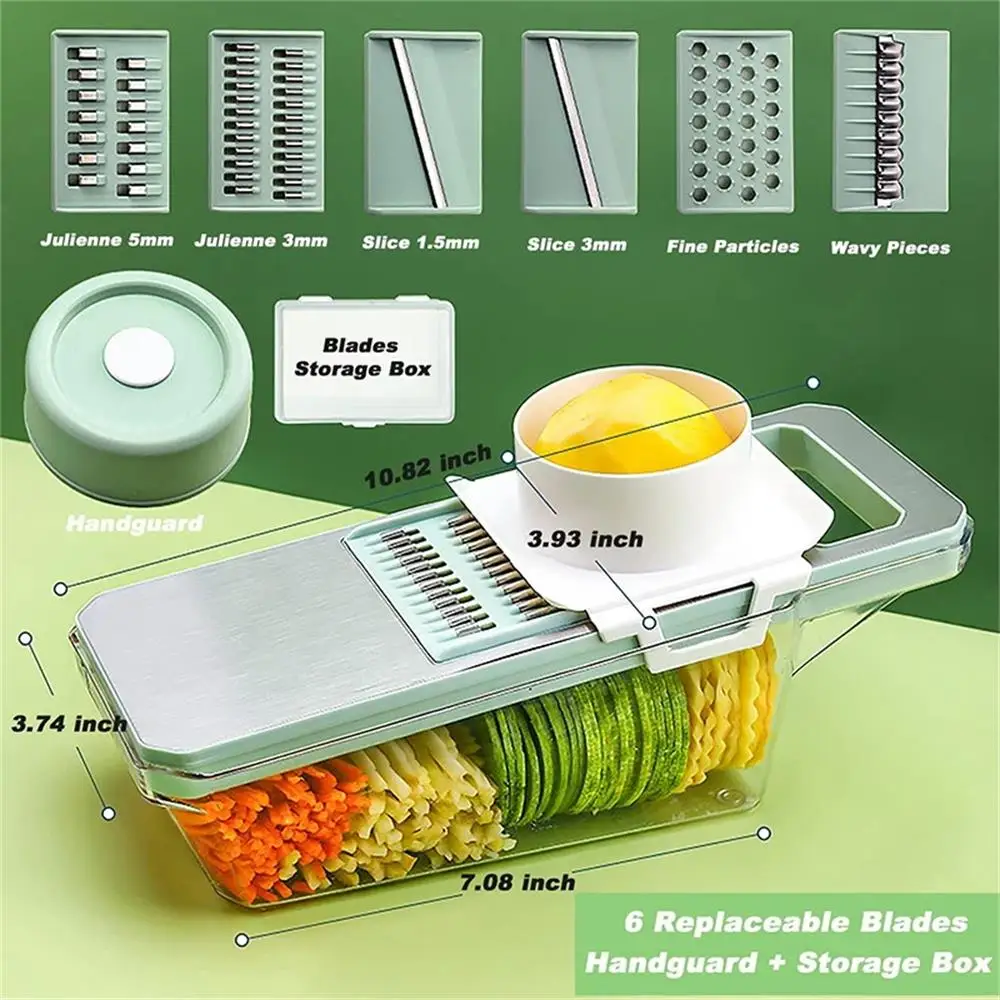 Multifunctional Vegetable Cutter Slicer Kitchen Household Potato Shredded Cucumber Stainless Steel Grater Kitchen Tools, vegetable slicer