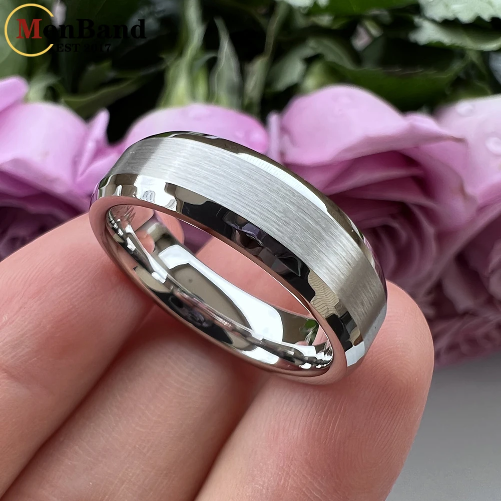 MenBand Gold Color 6MM 8MM Men Women Tungsten Carbide Wedding Ring two Beveled Polished And Middle Brushed Finish Comfort Fit
