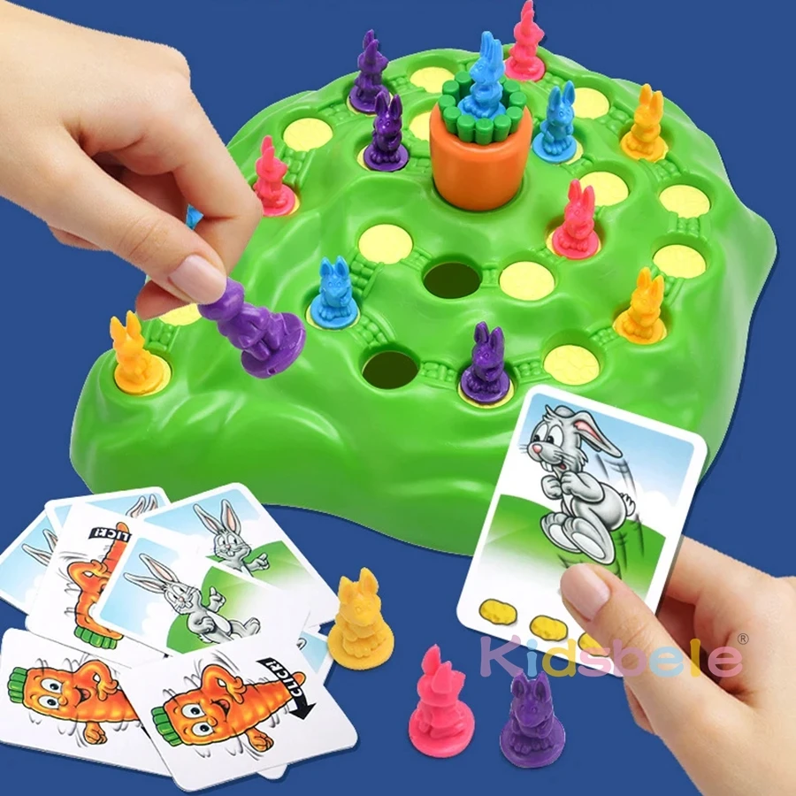 Kids Board Game 2-4 Players Funny Bunny Rabbit Trap Game Toy Rabbit Cross Country Race 4