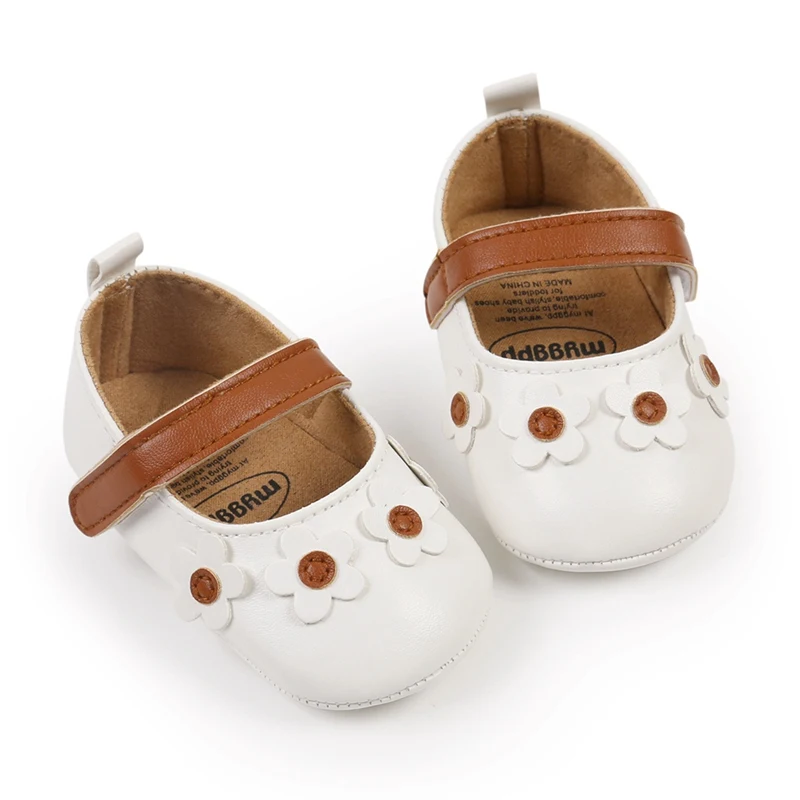 New Baby Shoes Baby Girl Shoes Leather Rubber Sole Anti-slip Toddler First Walkers Infant Crib