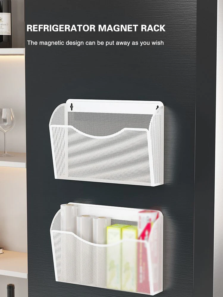 Description Picture 2 of itemRefrigerator Magnetic Attraction Storage Rack Home Wall Hanging Basket Kitchen Magnetic Iron Shelf Sundries Organizers Holder