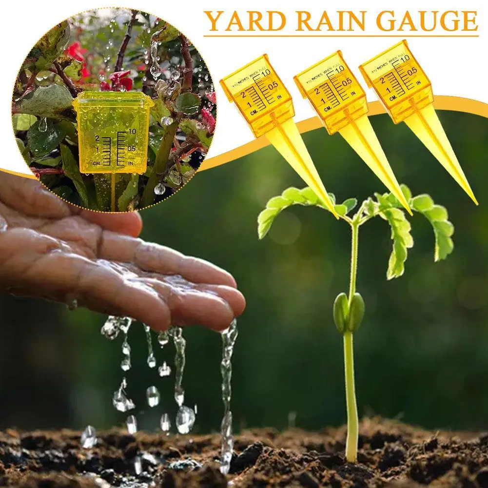 

1/10 Pcs Sprinkler Rain Gauge Lawn Water Gauge Bright Yellow Outdoor Water Measurement Tool Monitoring High Quality High Precisi