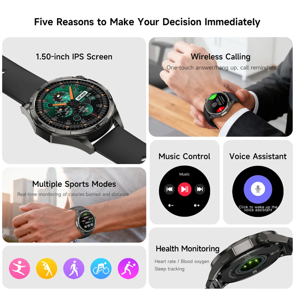 2025 New Watch 6 Pro GPS Compass Smart Watch Men's 360*360 AMOLED Screen NFC Health Monitoring Men Bluetooth Call Smartwaches
