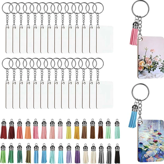 Sublimation Blanks Keychains Bulk, 200 PCS Keychains Ornament Tag Set  Include 50 PCS Heat Transfer Double-Side Sublimation Blanks, Key Chains,  Leather Tassels, Jump Rings for DIY Craft Making 200 PCS Round Blanks Bulk