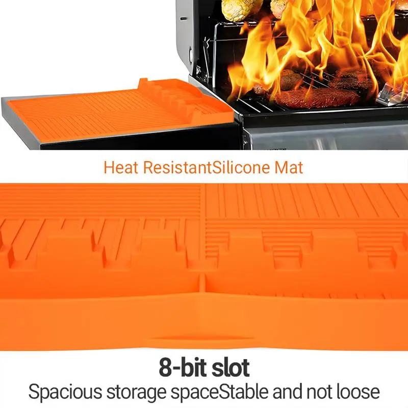 Grill Side Shelf Mat Multifunctional BBQ Side Shelf Mat Heat Resistant Utensil Holder Pad For Outdoor Kitchen Accessories