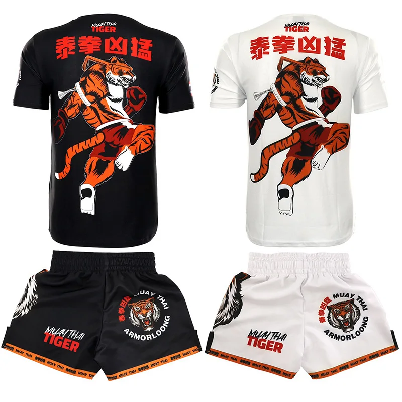 Muay Thai Tiger Fighting Sports Adult and Children MMA Short Sleeve Shorts Comprehensive Training Boxing Running Leisure Suit