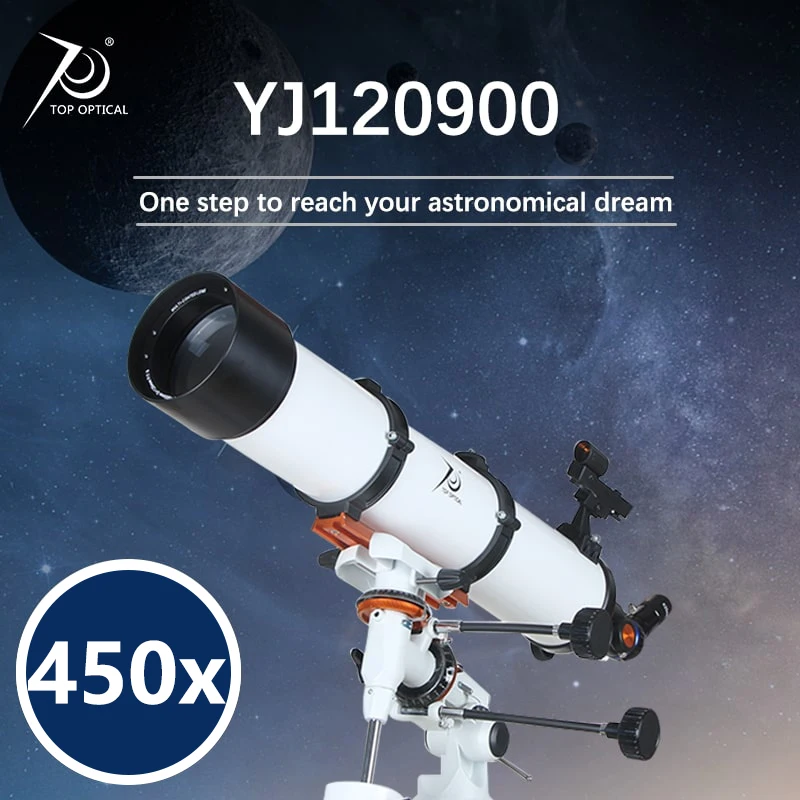 

TOPOPTICAL 450x Professional 120900 Refractor Astronomical Telescope Powerful Monocular Equatorial Mount Stainless Steel Tripod