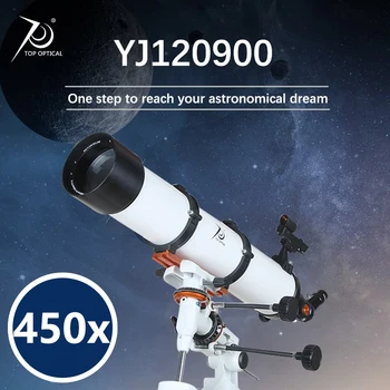 TOPOPTICAL 450x Professional 120900 Refractor Astronomical Telescope Powerful Monocular Equatorial Mount Stainless Steel Tripod