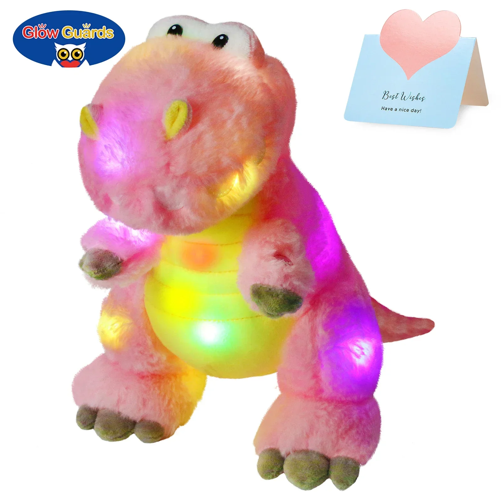 33cm Light Dinosaur Plush Toys Stuffed Animal LED Luminous Plush Toy Cute Cartoon Plush Throw Pillow Gift for Children Girls