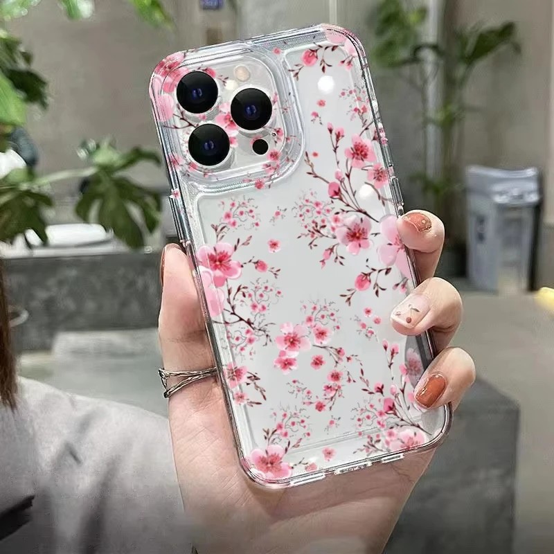 Cherry Blossom Pattern Clear Phone Case with Bumper Cover