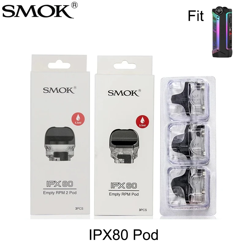 

Original SMOK IPX80 Empty Pod Cartridge 5.5ml IPX 80 RPM2 Mesh 0.16 RPM Coils For IPX 80