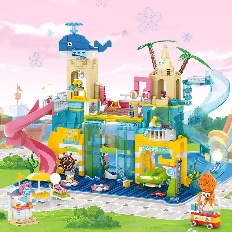 

715pcs Friends Series Creative Summer Fun Holiday Water Park Bricks Building Blocks Toys For Girls Kids Christmas Gifts 41430