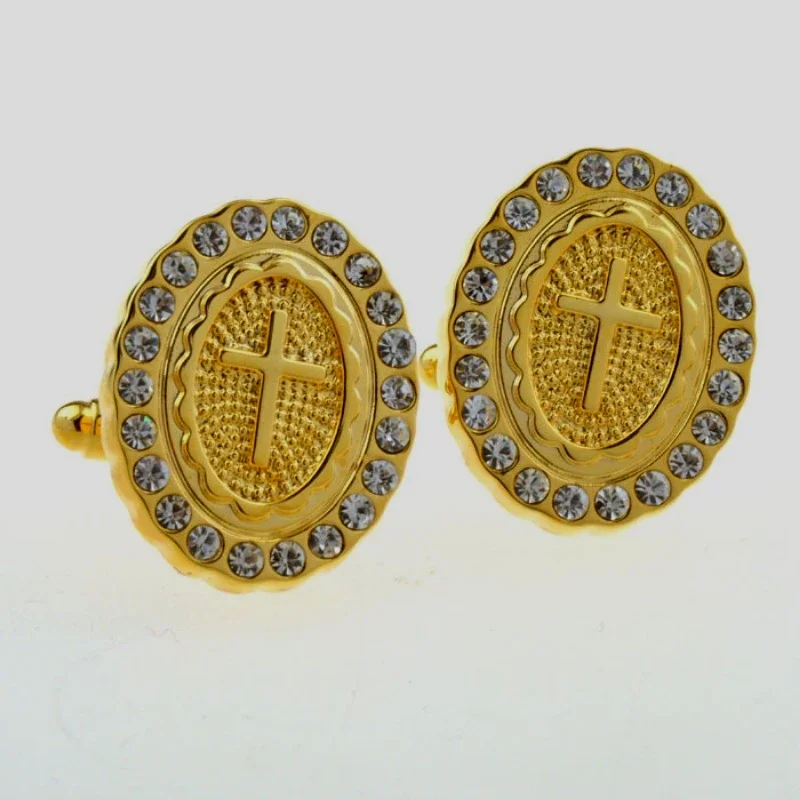 

High Grade Inlaid Crystal Women's Round Buttons Men's Casual Business French Cufflinks Wedding Party Shirts Jewelry Accessories