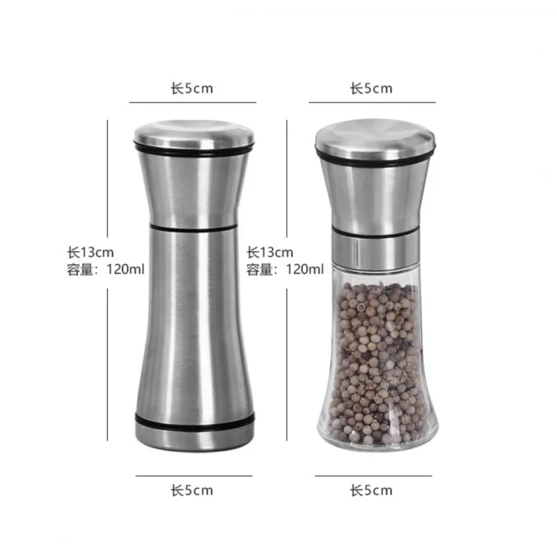 Salt And Pepper Grinder Refillable Stainless Steel Shakers Adjustable Coarse Mills Portable spice jar containers