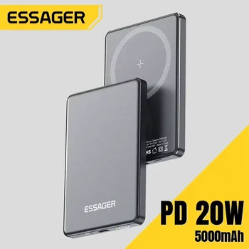 Essager-Banco de energía inalámbrico fino magnético, 20W, 5000mAh, batería externa portátil de carga rápida para Magsafe para iPhone 16 15 14 13
