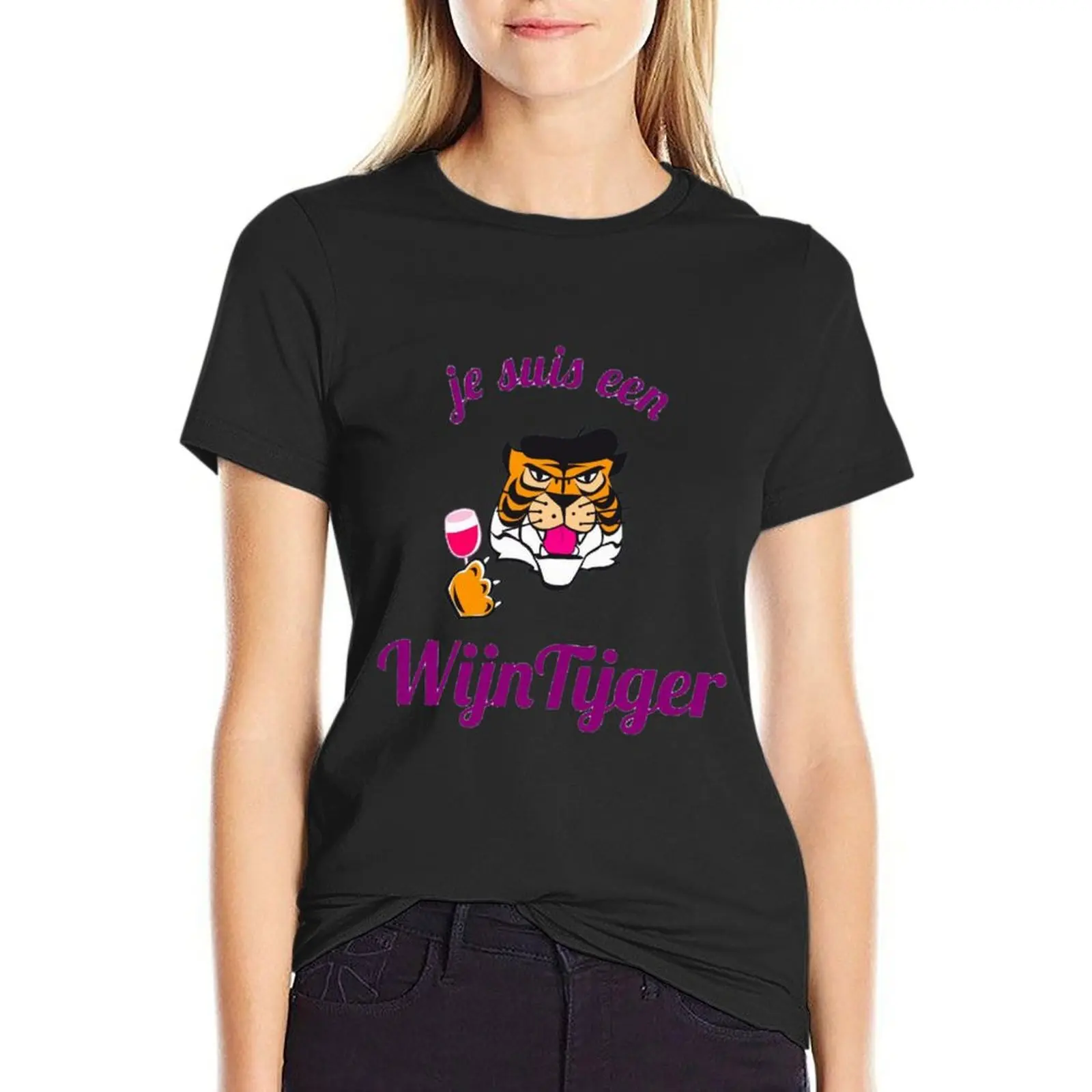je suis un wijntijger Perfect Gift T-shirt tops Short sleeve tee white t-shirts for Women