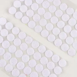 Self - Adhesive Hook and Loop Circular Fastener Dots - White & Black - 15mm Round 102Pairs (White)