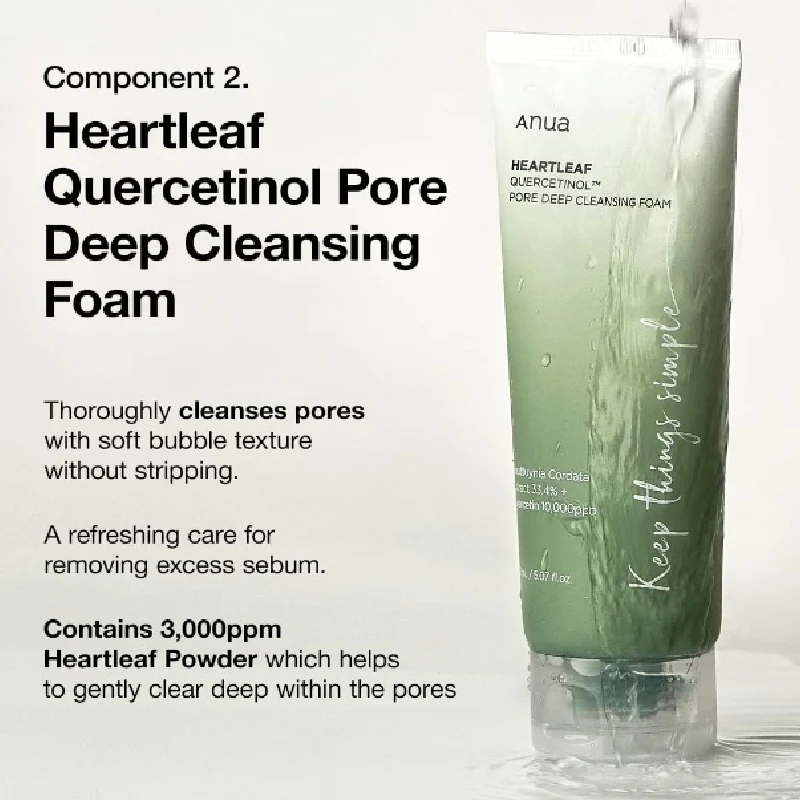 Anua Heartleaf Dual Cleansing 2-in-1 Pore Control Cleansing Oil and Deep Facial Cleanser Double Cleansing Korea Skincare Set 2