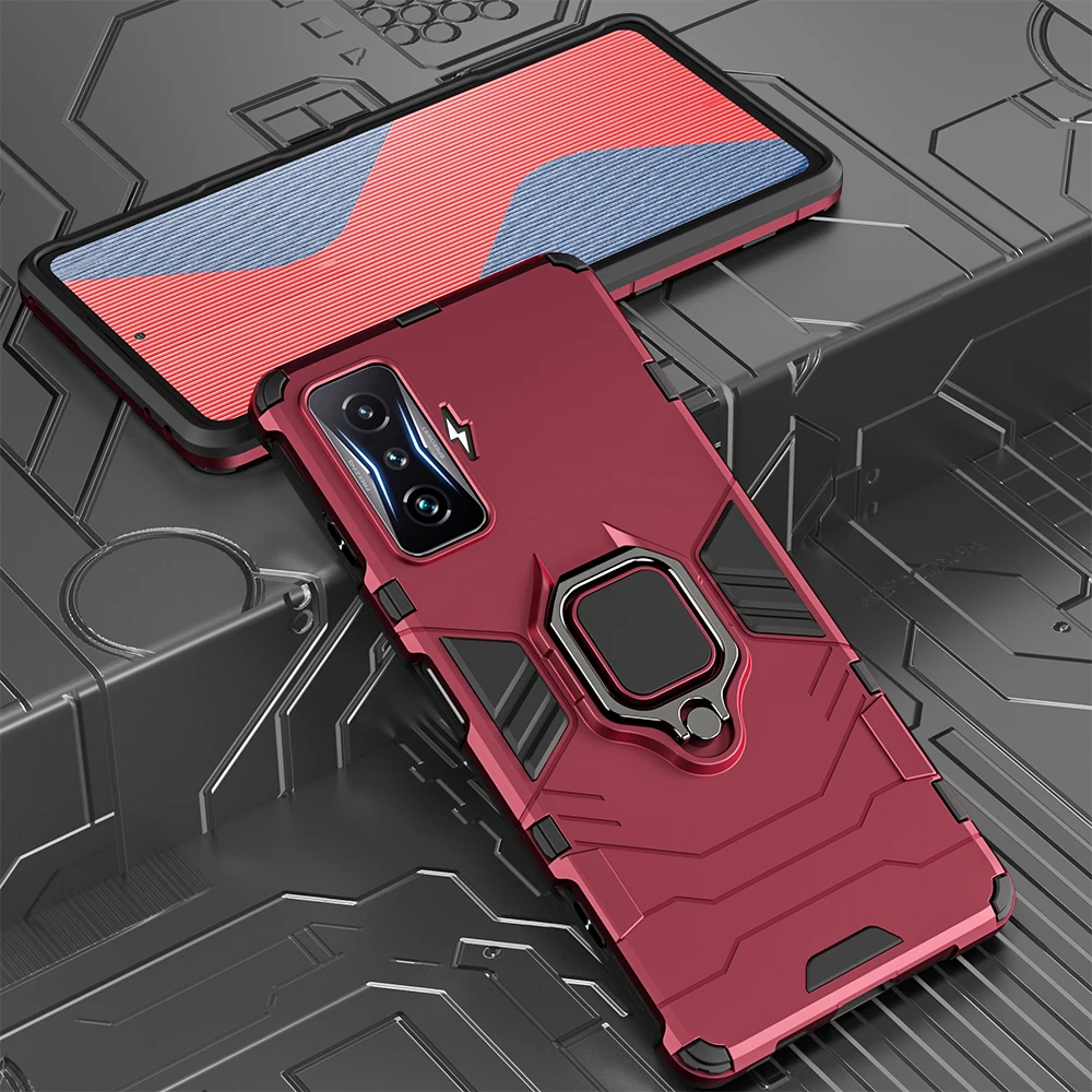 KEYSION Stoßfestes Rüstungsgehäuse für Xiaomi POCO F4 GT F4 5G F3 GT Ringständer-Telefonrückseite für Redmi K50 Gaming K50 Pro_voghion.com