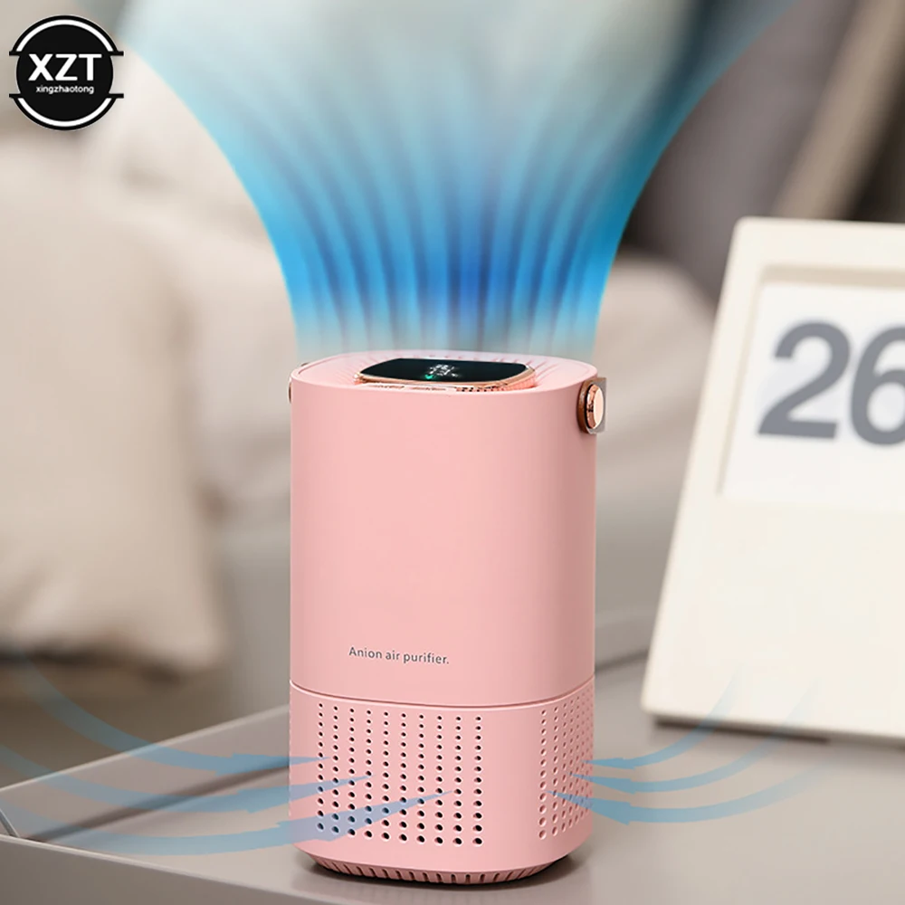 Portable Air Purifier Ionizer Negative Ion Generator Cigarette Smoke Odor Removal Hepa Filter Car Air Freshener