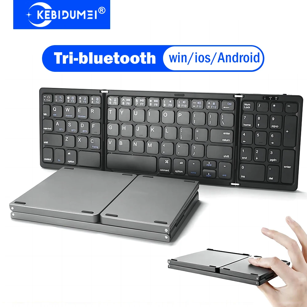 KEBIDUMEI Dreifach faltbare Bluetooth-Mini-Tastatur für Tablets, Laptops, Windows, Android und iOS_voghion.com