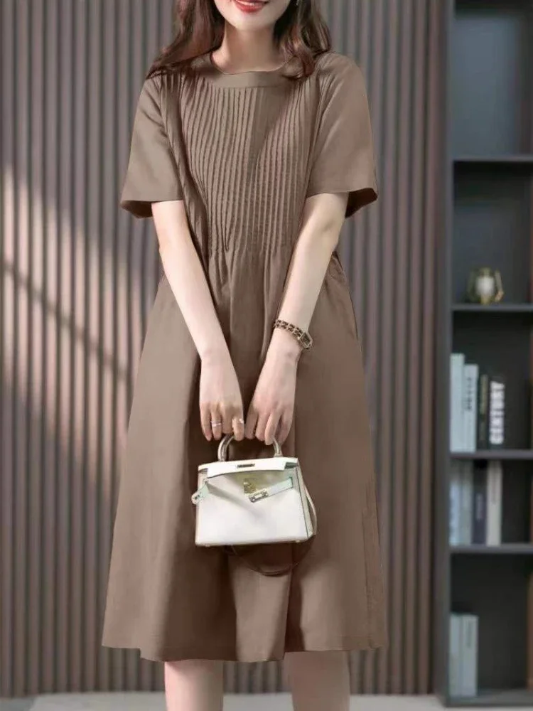 Korean Summer Dress 2023 - Elegant O-neck Knee-length A-line For Women