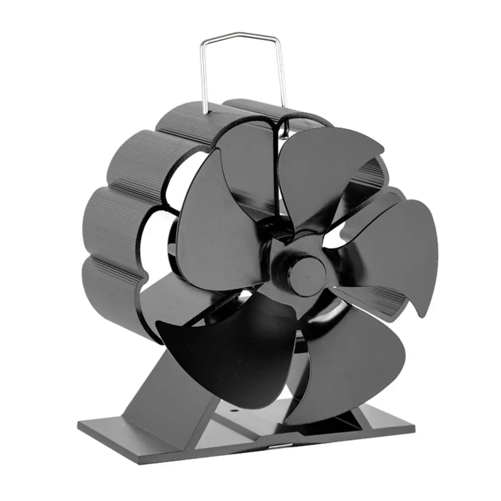 

Black Fireplace 5/6 Blades Heat Powered Stove Fan Log Wood Burner Eco-fan Quiet Home Fireplace Fan Efficient Heat Distribution