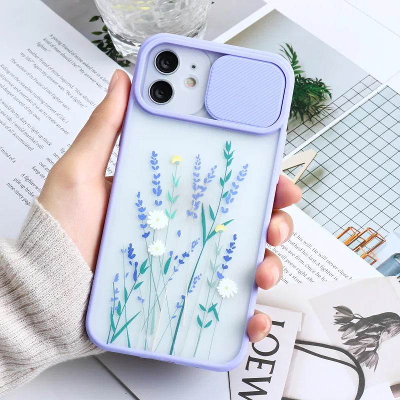 Case For iPhone 13 Case iPhone 11 13 12 Pro Max Cover Flower Slide Case For iPhone XR X XS Max 8 7 Plus 6 12 Mini SE 2 3 Funda clear iphone 11 Pro Max case