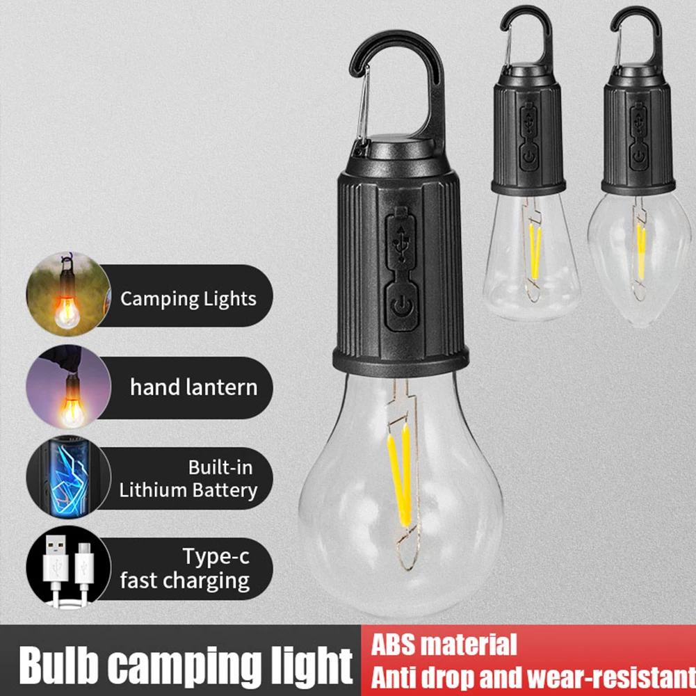 

Portable Camping Light 600mAh LED Camping Lamp with Hook Portable Lighting Lantern Type C Charging Waterproof for Hiking Fishing