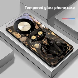Black Gold Cat Design Tempered Glass Phone Case for Honor Pura 70Pro (BLH-BLH2502212)