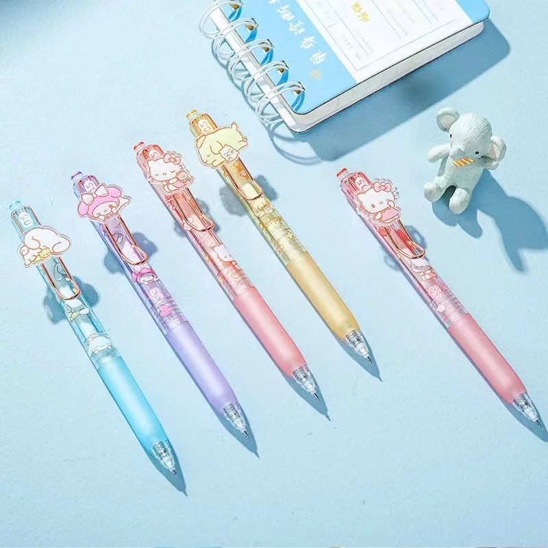 

24pcs/lot Sanrio Melody Cinnamoroll Cat Press Gel Pen Cute 0.5mm Black Ink Signature Pens Promotional Gift Office School Supply