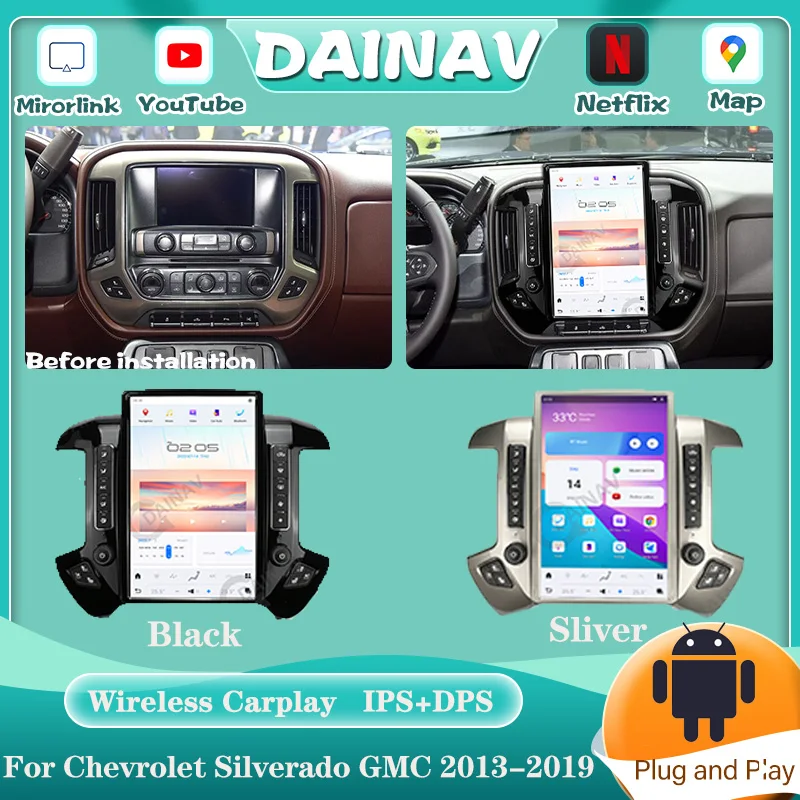 

For Chevrolet Silverado 2013-2019 GMC SIERRA 2014-2020 Android 11 Car Radio Carplay Stereo GPS Navigation Multimedia Player Unit