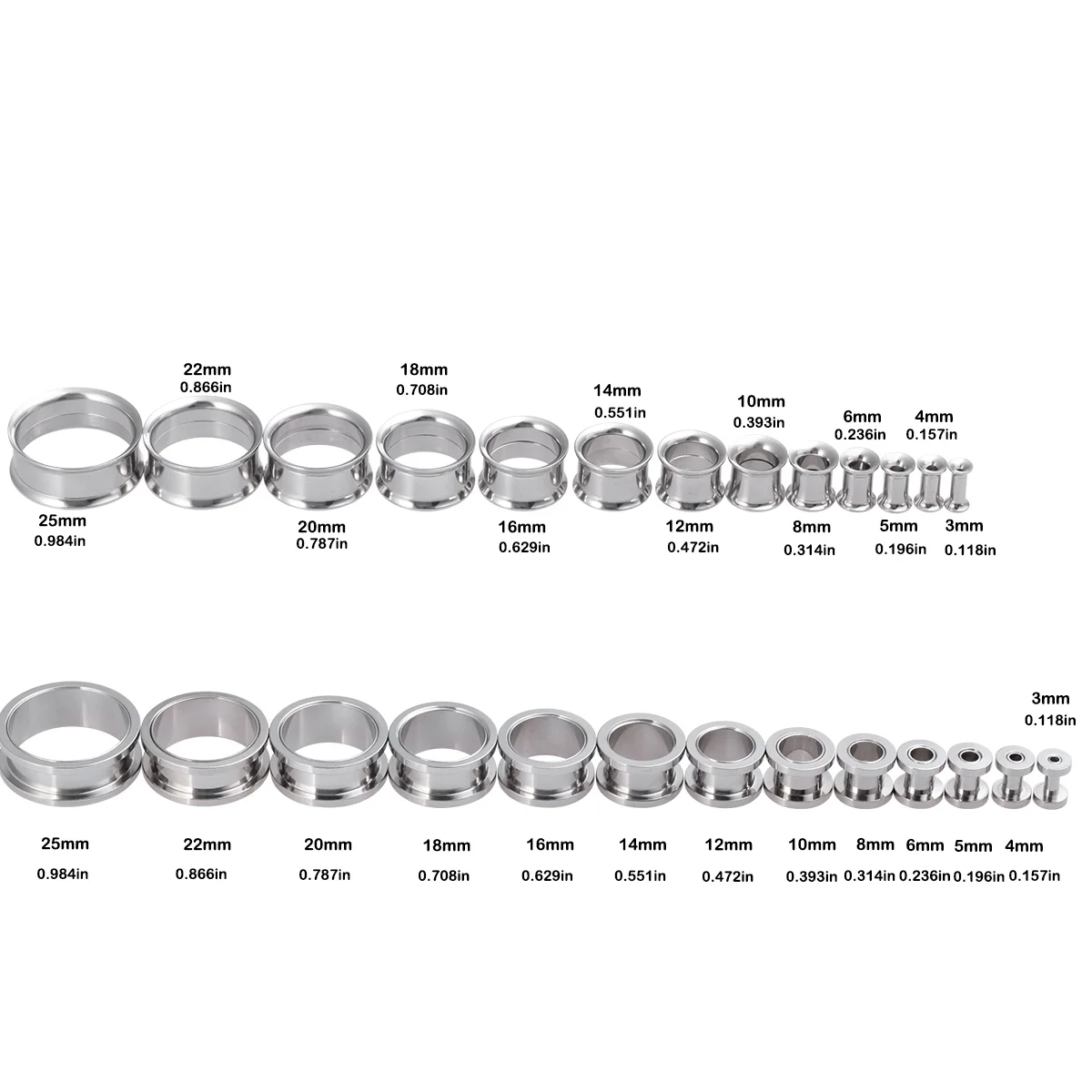 9 Pairs Of Stainless Steel Ear Tunnels Ear Gauges Piercings Gold