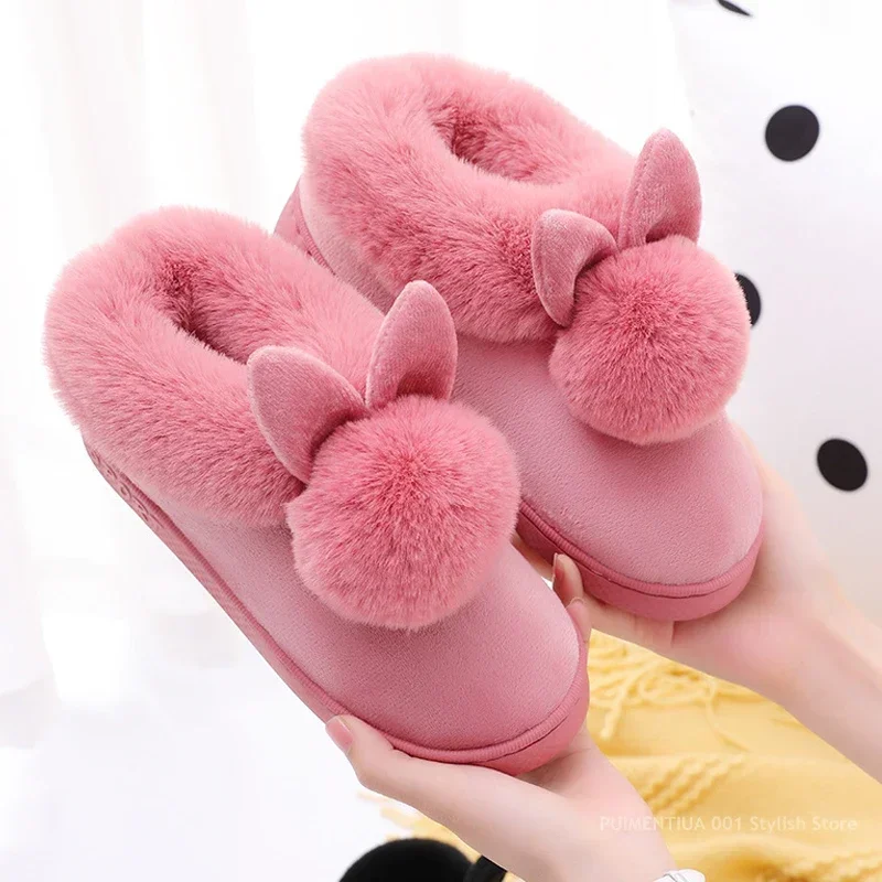 Toddler Dinosaur Bunny Slippers – Non-Slip, Warm Fuzzy Indoor Shoes For Boys & Girls, Pink Bunny, Size 12.5-13.5 Little Kid