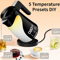 1.25L Safety Auto Shut-off Electric Kettle for Home LED Touch Display 120V Stainless Steel Hot Water Boiler Kitchen Appliances 1
