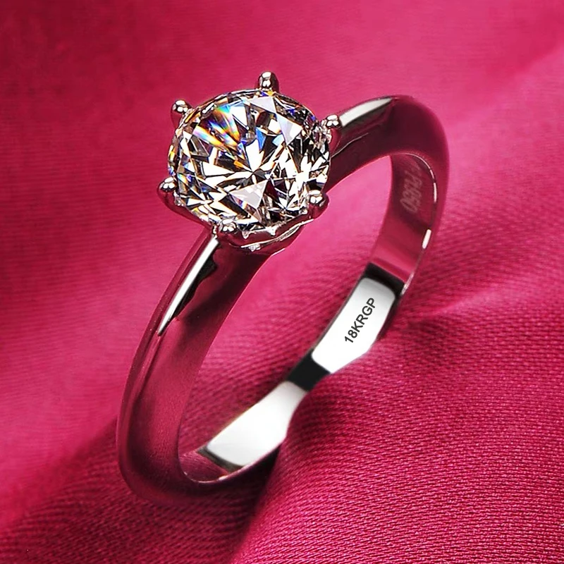 Never Fade White Gold Color Rings Women High Quality Zircon
