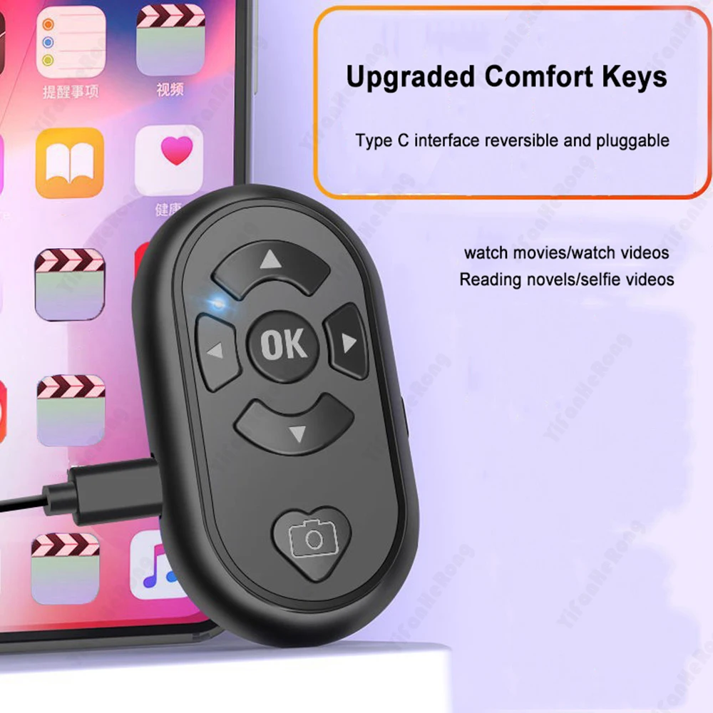Camera Remote Shutter Button Universal Mobile Phone Selfie Shutter Bluetooth-compatible Remote Control Button for Tik Tok e-book Wireless Controller