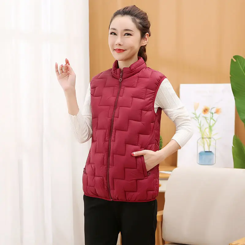 2023 Spring Autumn Women Ultra Light White Duck Down Vest Casual Female Warm Slim Sleeveless Waistcoat Outwear Tops